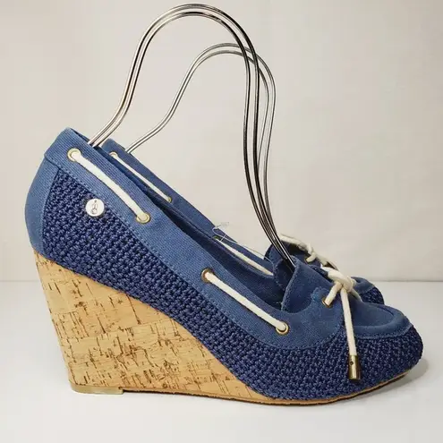 The Sak  Newport Katie Blue Crochet Boat Cork Wedge 10 thumbnail 1