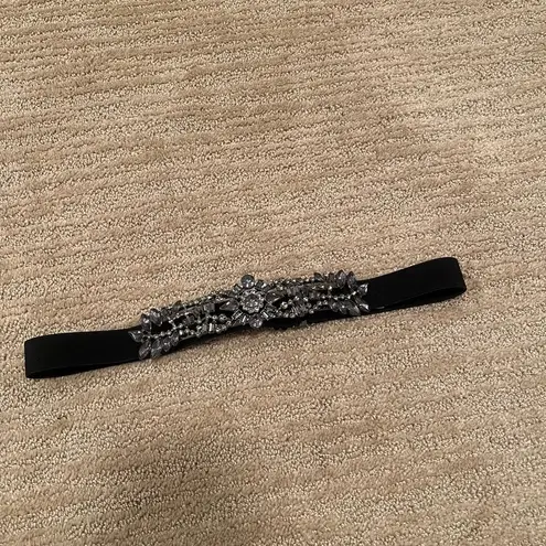 BCBGMAXAZRIA  Black and Silver Gem Elastic Belt