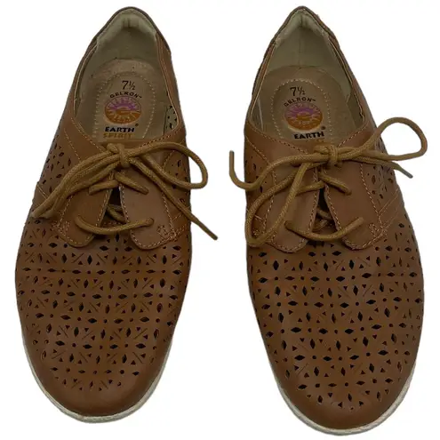 Earth Spirit Gelron Brown Laser Cutout Lace Up Shoes Women’s Size 7 1/2