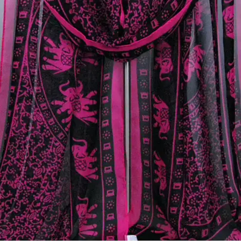 Black and Pink Scarf with Elephants