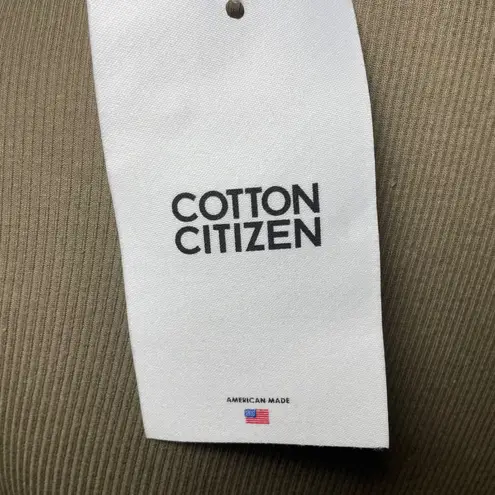 Cotton Citizen Ribbed Mock Neck Long Sleeve Top Small Taupe Stretch Minimalist