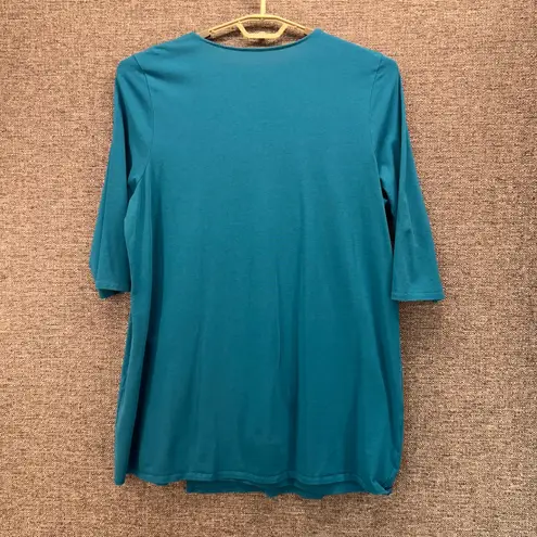 J Jill Womens Wrap Tunic Size XL Tall Basic Summer Casual 3/4 Sleeve Cotton Soft Blue