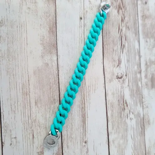 Rustic Cuff Madison Bracelet Turquoise/Teal & Silver Tone Lock Silicone Stretch