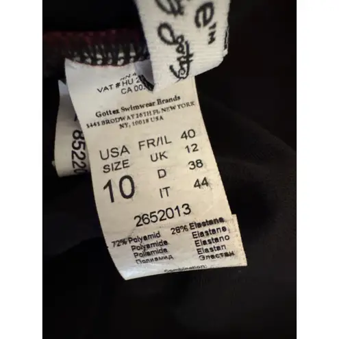 Profile by Gottex Ruched One Piece Swimsuit Red Laced Halter Size 10