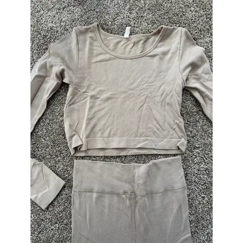 SO ‎ Lounge Set Top & Leggings Ribbed Knit Nude Beige Women's