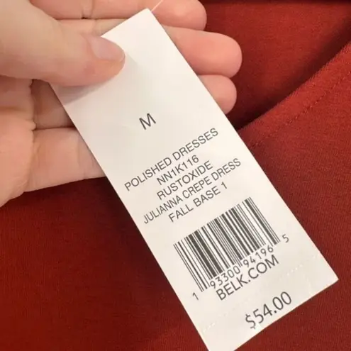 NWT New Directions Womens Julianna Bell Sleeve Crepe Dress Rustoxide Medium Rust Orange