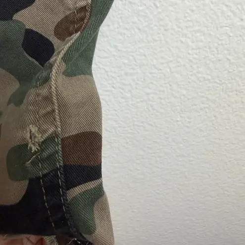 Nili Lotan Jenna Camo Pants Womens Size 8 Brown Multi Cotton Stretch Fray Cuff *