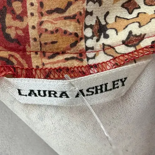 Laura Ashley Silk Midi Skirt Womens 4 Rust Red Ethnic Artsy Y2K Boho Hippie