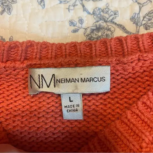 Neiman Marcus Vintage Cotton Acrylic Blend Hey Y’all Orange Sweater Size Large