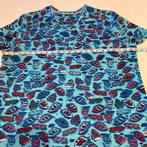 Reel Legends shirt women's 1X top with row boats. 100% polyester. Like new