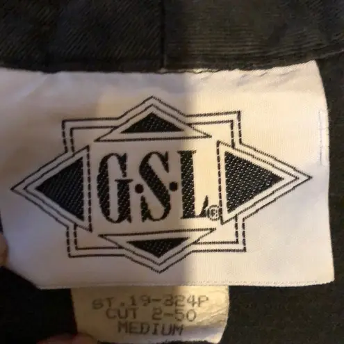 G•S•L Vintage Cropped Jacket Military Cut Cropped Black Jacket Fringe 1980s Size XS