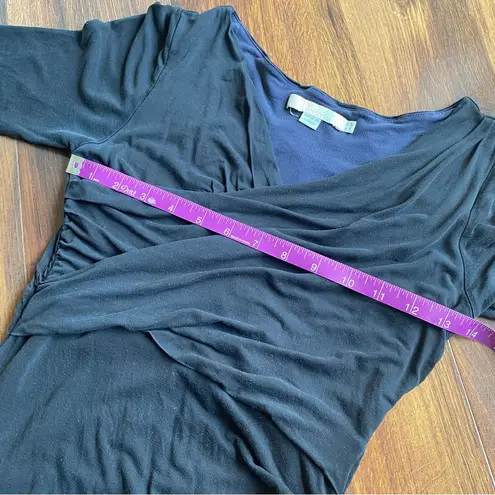 Boden Tencel Lyocell Wrap Short Sleeve Slinky MIDI Dress Black Size 6