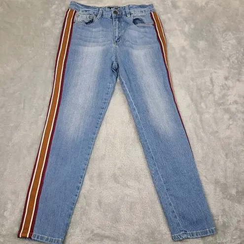 Dollhouse High Waist Skinny Jeans Size 13 W31 L27 Light Wash Denim, Striped Side