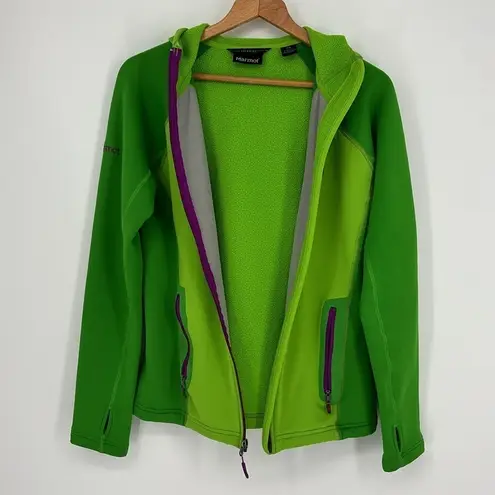 Marmot Full Zip Hooded Polartech Fleece Women’s Size Medium Green & Purple
