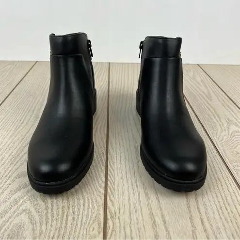 Giani Bernini Brennin Buckled Ankle Booties 10 Black Faux Leather $100