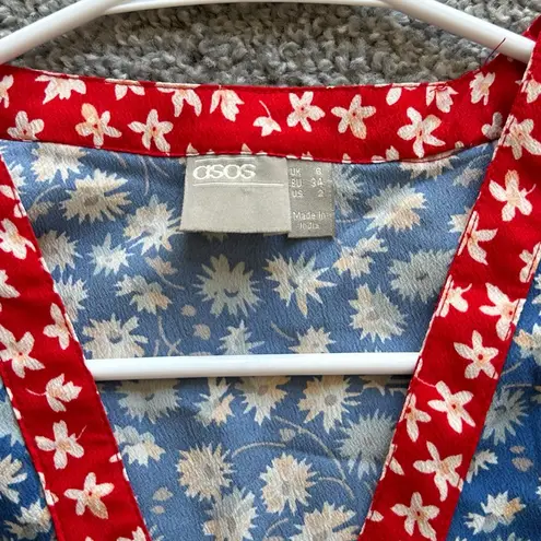 ASOS  DESIGN midi tea dress with tie sleeves in mixed floral print size 2