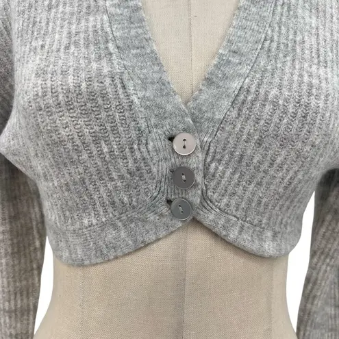 For Love & Lemons  Emery Knit Crop‎ Top Cardigan Sweater Gray Size XXS