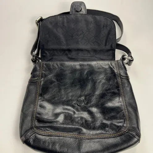 Fossil  Claudia Black Leather Versatile Shoulder/Crossbody Bag Flap Pockets