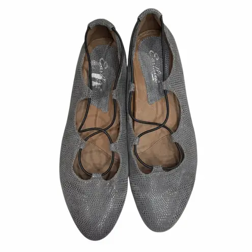 Earthies Essen Ballet Flat Shoes Womens 12 B Gray Suede Elastic Strap Feminine