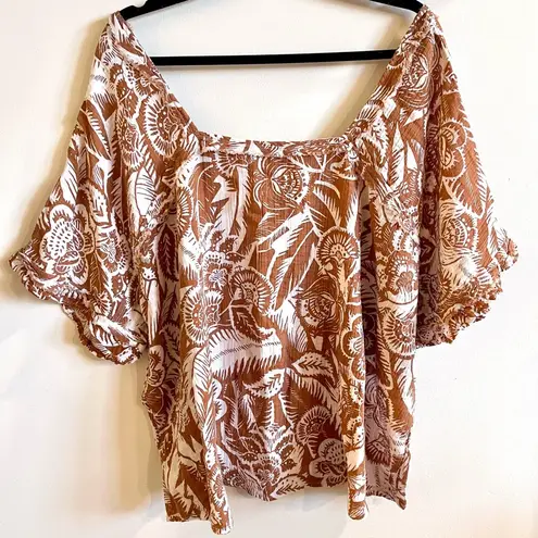 Wonderly Terracotta Floral Gauze Top