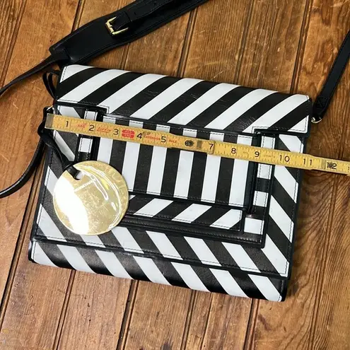 Women’s Pierre Hardy black and white striped leather envelope crossbody bag rare