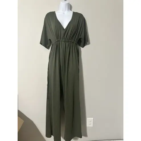 Ingrid And Isabel Maternity Wide Leg Jumpsuit Olive Pull On Size S