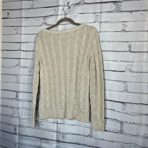 Lauren Ralph Lauren Black Label Cable Knit Cream Sweater Preppy Fall M Vintage Size M