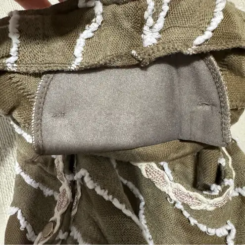 Coconut Style Women Vintage Olive Green Scalloped Ruffle Cardigan Sweater Size M Size M