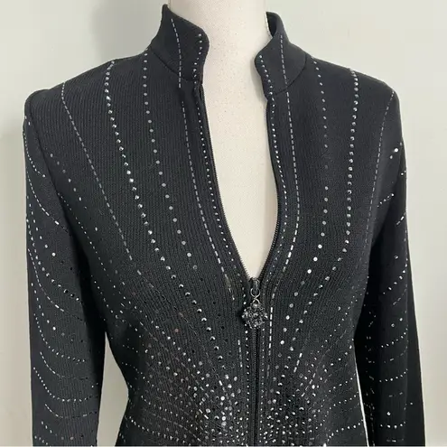 St. John Evening • Black Sparkley Women's Vintage Zip Up Sweater