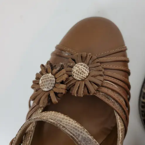 Isabella Fiore Womens Shoes Size 6.5 Brown Leather Snakeskin Embossed Strappy