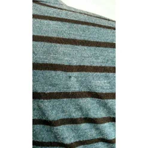Stateside Knotted T-Shirt Knit Striped Teal Black Crewneck - Size M - NWOT