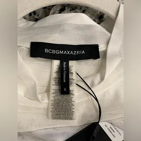 BCBGMAXAZRIA New  White Sheer Striped Body Suit