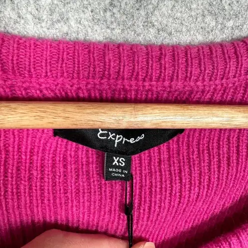 EXPRESS NWT  XS Womens Sweater Pink Flared Sleeve Round Neck Angora Wool 2000s - Image 3