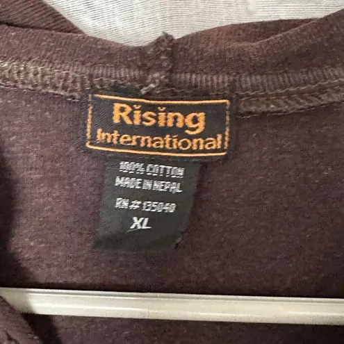 Rising International Hoodie Jacket Nepal Women Cotton Hippie Flower Patch Sz XL