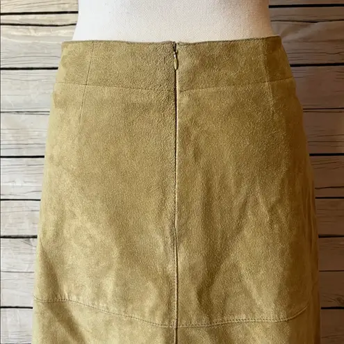 Sigrid Olsen Vintage Y2K 100% Genuine Leather Midi Skirt Size 4 Boho Coastal Cowgirl Western