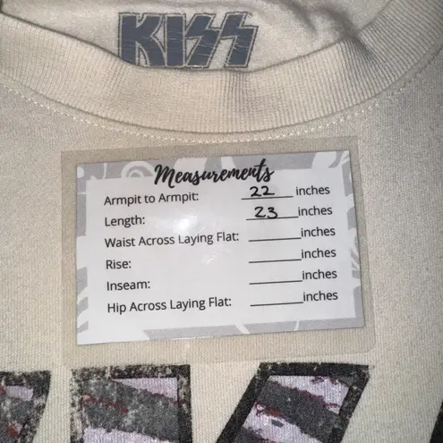 KISS Band Graphic Sweatshirt Large Cream Crew Neck Long Sleeve Women's Top