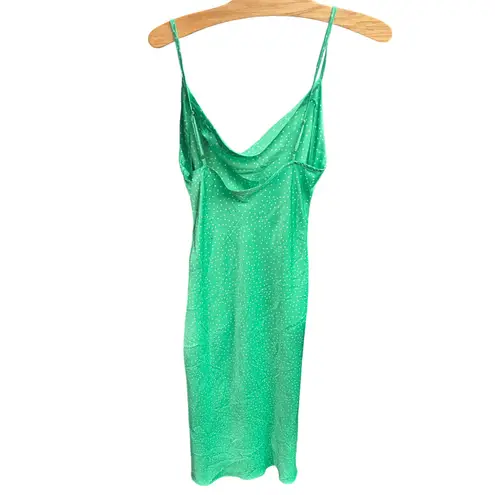 Paper Heart Green Polka Dot Cowl Neck Sleeveless Midi Dress Size Small