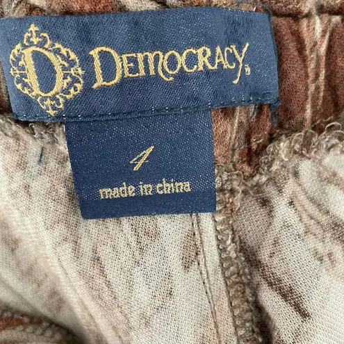 Democracy Women Pants 4 Wide Leg Brown Rayon Abstract Whimsigoth Earthy Resort