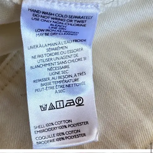 PILCRO FOR ANTHRO FLORAL NEEDLEPOINT EMBROIDERY BUTTON RUFFLE COLLAR COTTON CROP White Size XS