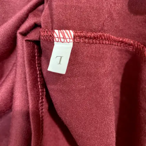 Women’s Long Sleeve Quarter Snap Down Pocket Henley Maroon Size Large NWOT Red