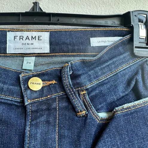 frame denim  LE HIGH STRAIGHT SNAP AWAY HEM CROPPED JEANS IN MERIBEL WASH 24