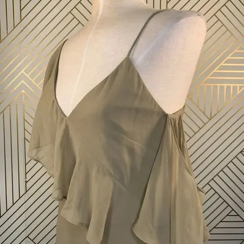 Keepsake the Label Cosmic Girl Ruffle Dress in Willow Tan Beige Green Size Small