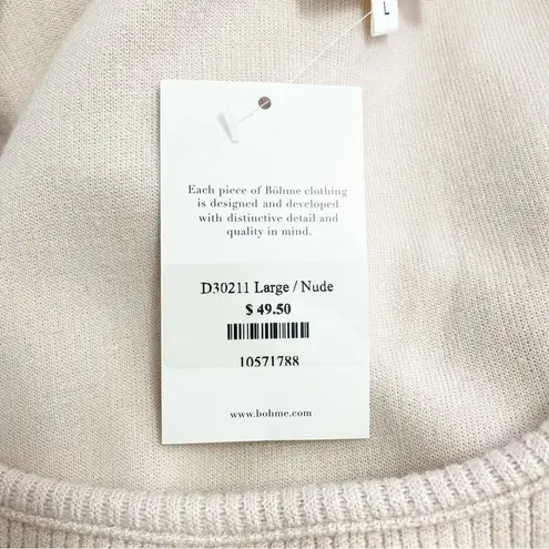 Bohme NWT Saya Midi Sweater Knit Scoop Neck Dress in Nude Cream Size Large NEW