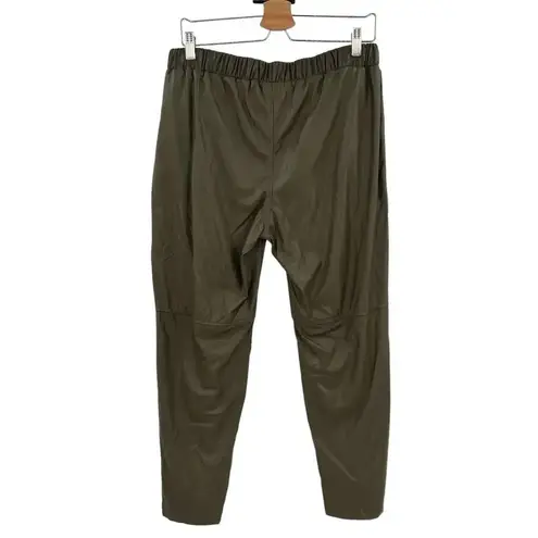 Ottod'Ame Military Green Faux Leather Jogger Pants Size 46 / US 10
