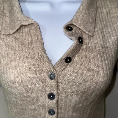 7115 by szeki molly collared short sleeve top Merino Wool Blend EUC Size M Size M