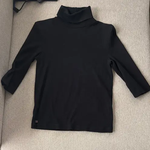 Ralph Lauren  Black Turtleneck 1/2 Sleeve Top Basic Minimal European Work Casual