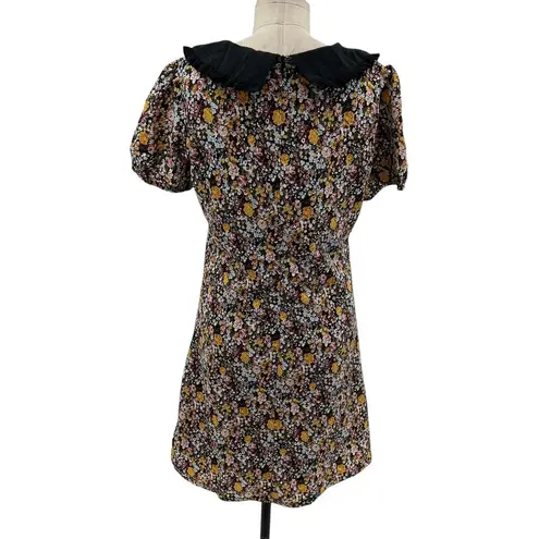 Roolee Floral Print Oversized Collar Neckline Short Sleeve Dress Size Small