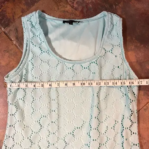 Melissa Paige Crochet Lace Maxi Sea Foam Teal Fringe on Bottom Medium