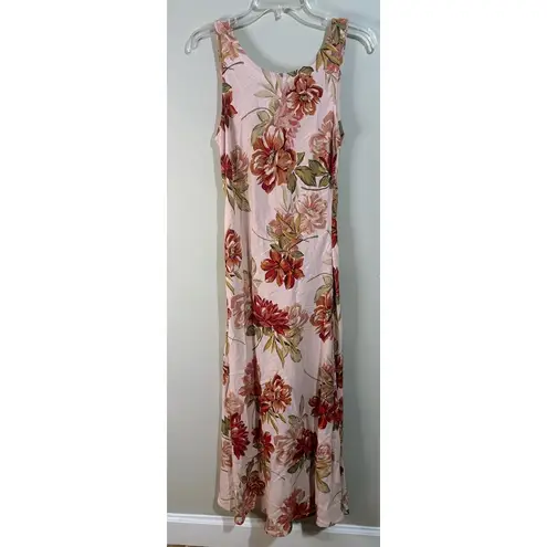 Paper Heart Anthropologie Pink Floral Sleeveless Linen Midi Dress Size Small NWT
