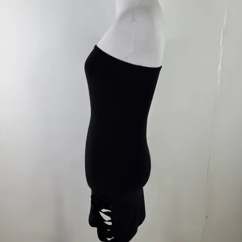 Vegas Royalty Black One Shoulder Cutout Mini Bodycon Dress Size Small